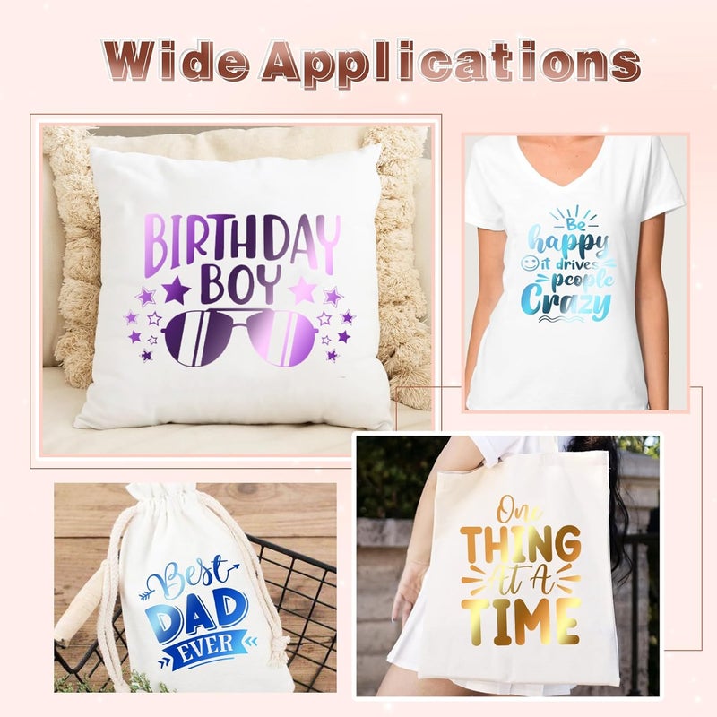 Tintnut Metallic Heat Transfer Vinyl Multicolored Chrome HTV -24 Sheets 12"x 10" Foil Holographic Iron On Vinyl for DIY T-Shirts Handbags Hats Crafts - Image 5